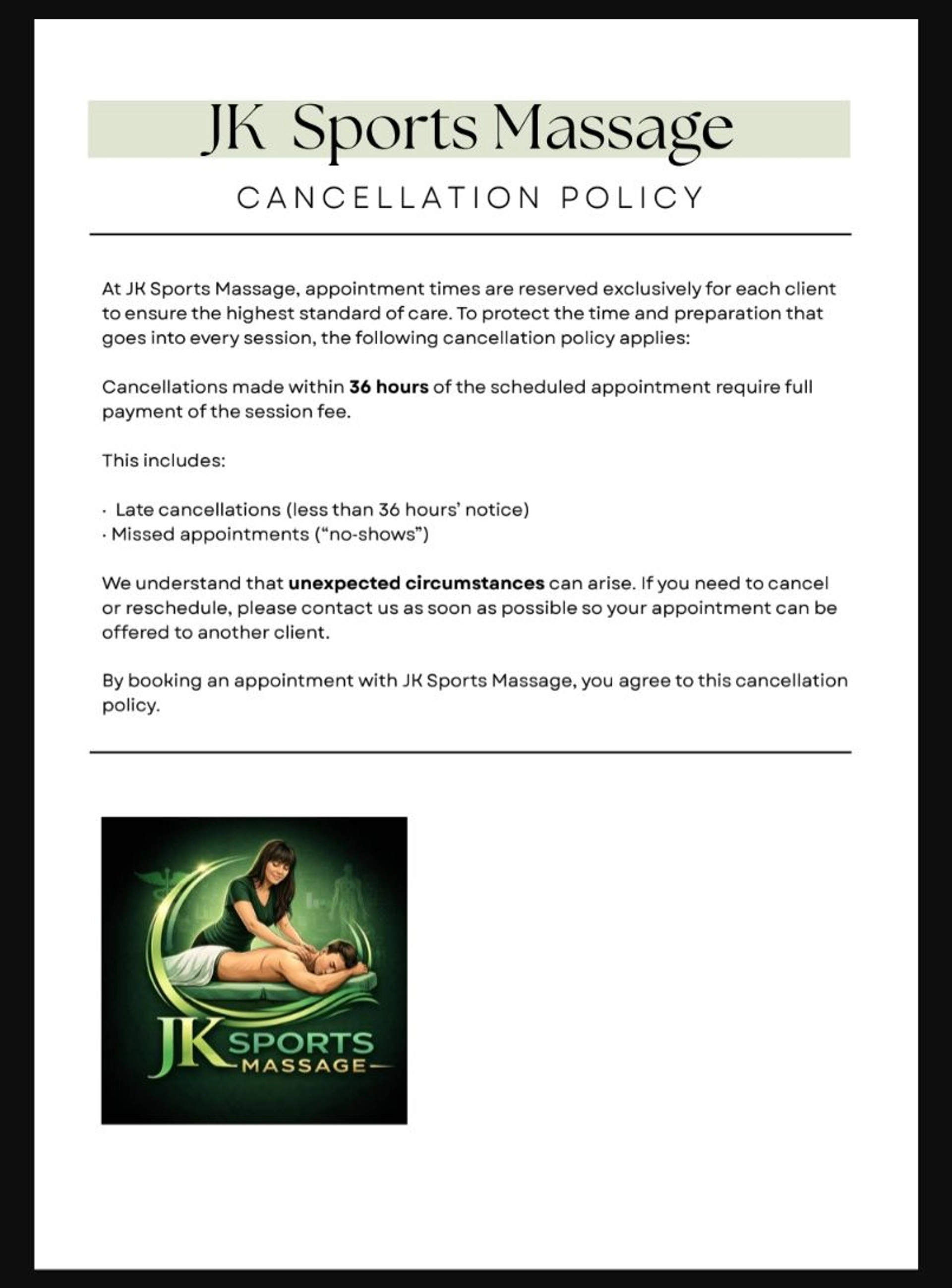 Cancellation Policy Information